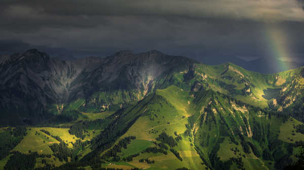 Poster Pemandangan Gunung Switzerland Mountains Alps Night 1Z