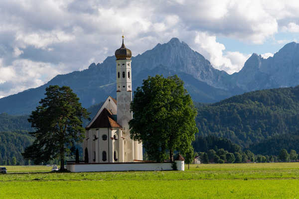 Poster Pemandangan Gunung Austria Mountains Church Alps Trees 1Z