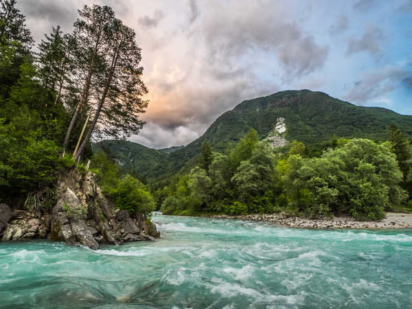 poster pemandangan alam gunung Slovenia Mountains Forests Rivers Waves Bovec 1Z