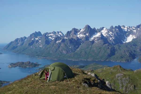 poster pegunungan Norway Mountains Island Lofoten Islands Tent 1Z