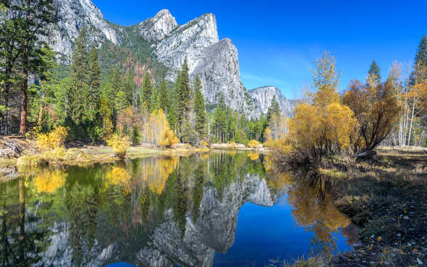 poster pegunungan USA Parks Mountains Lake Autumn Scenery Yosemite 1Z