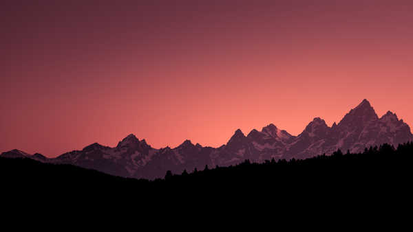 poster gunung sunset grand teton national park mountains silhouette 4k WPS