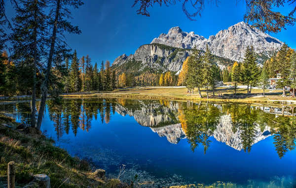 poster gunung Mountains Lake Italy Dolomites Lake Antorno Alps 1Z