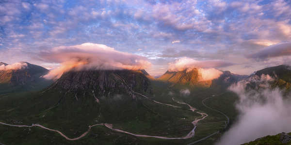 poster gunung Scotland Mountains Sky Scenery Glen Coe Moss 1Z