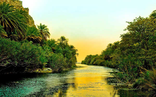 Poster Pemandangan Gunung Green Mountain Nature River Sky Earth River APC