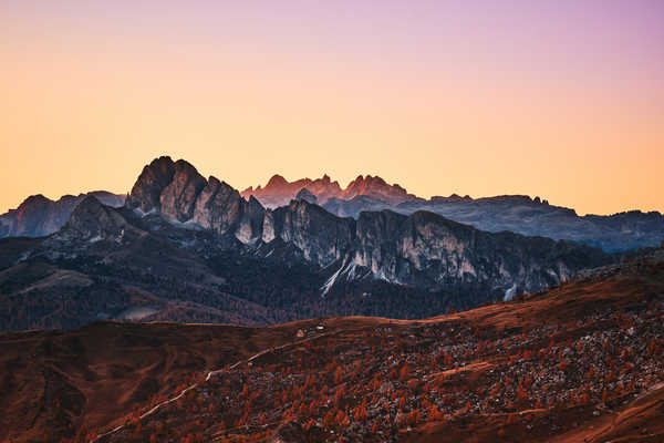 poster gunung giau pass mountain range landscape scenery evening italy 5k WPS