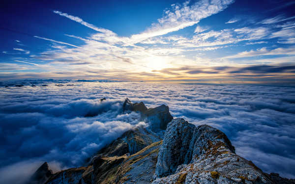 poster gunung santis highest mountain swis alps panorama summit WPS