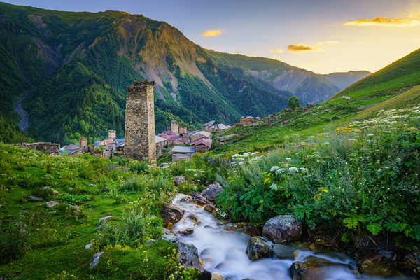 poster gunung Mountains Stones Georgia Adishi Upper Svaneti 1Z