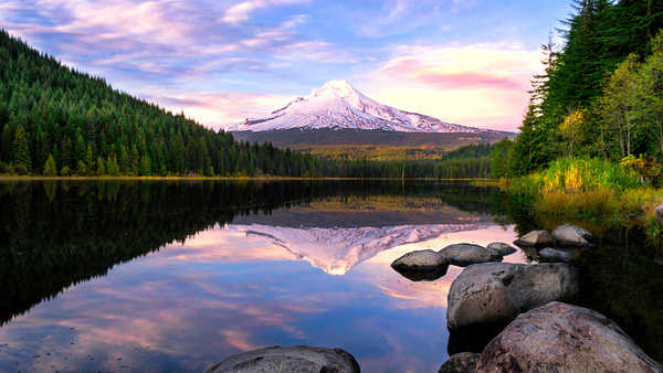 poster pemandangan alam gunung Lake Mount Hood Mountains Mount Hood APC