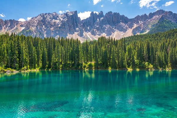 poster pegunungan karersee lake landscape mountains dolomites italy 4k 5k WPS