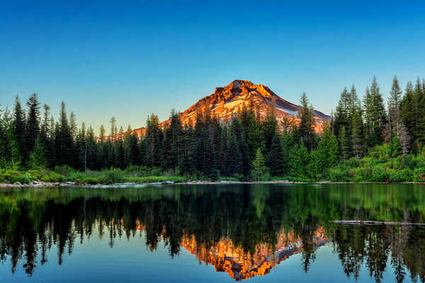 Poster Pemandangan Gunung Forest Lake Mountain Earth Reflection APC