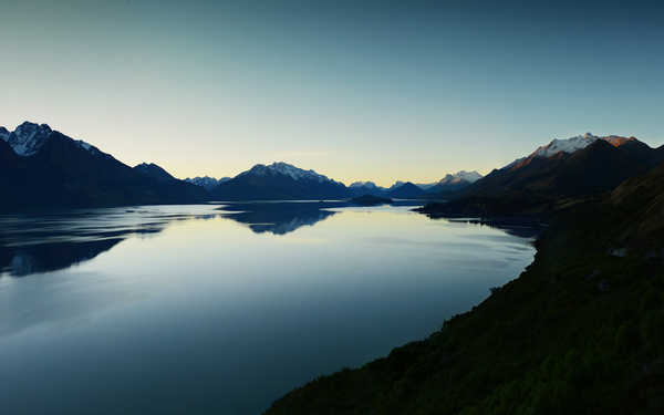 Poster Pemandangan Gunung lake wakatipu sunset landscape mountains new zealand 4k WPS