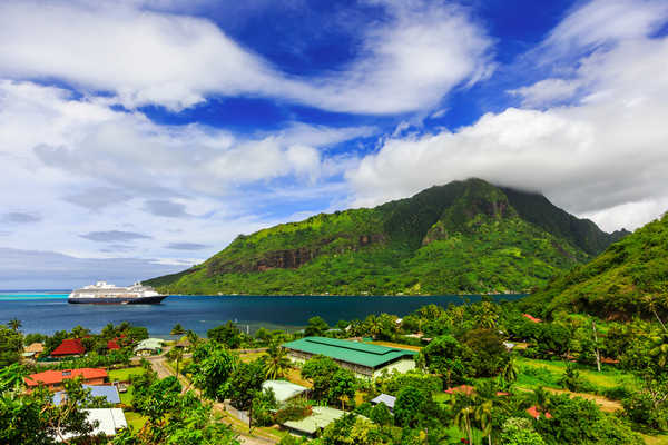 poster gunung French Polynesia Tropics Mountains Coast Cruise 1Z