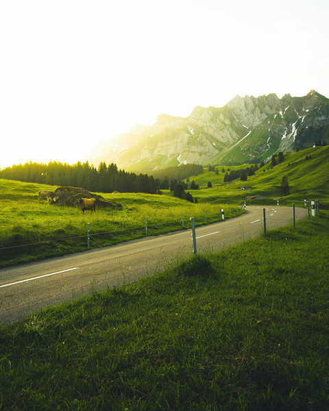 poster pemandangan alam gunung countryside country road mountains landscape hd WPS