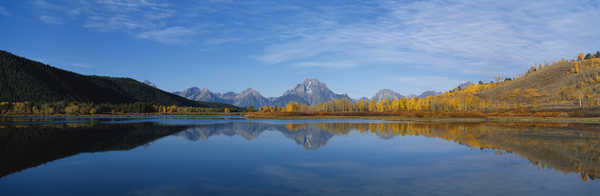 poster pemandangan alam gunung mountain range lake reflections mountains panorama WPS