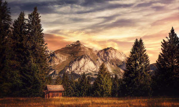 poster pemandangan alam gunung Switzerland Mountains 1Z 007