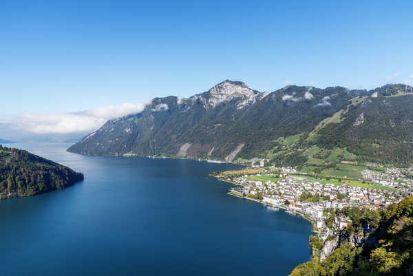 poster pemandangan alam gunung Switzerland Mountains Lake Ingenbohl Canton of 1Z