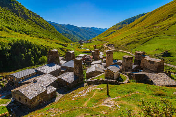 poster gunung Georgia Mountains Houses Ushguli village Svaneti 1Z