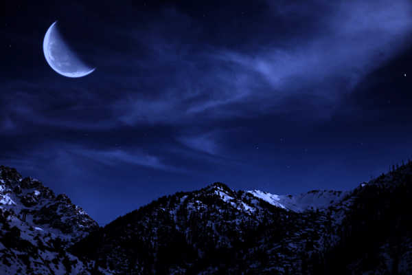 Poster Pemandangan Gunung Mountains Sky Night Moon 1Z