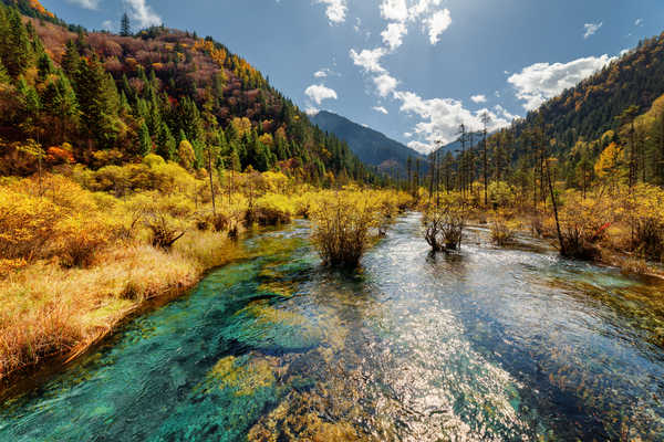 poster pegunungan Jiuzhaigou park China Parks Rivers Mountains 1Z