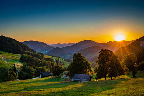 poster pemandangan alam gunung Germany Mountains Sunrises and sunsets Houses 1Z