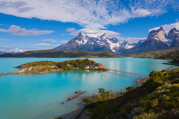 poster gunung Chile Lake Mountains Island Bridges Sky Scenery 1Z