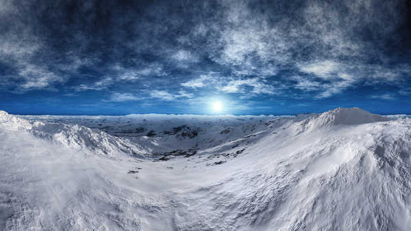 poster pegunungan thundra arctic mountains snow winter sunny day 4k WPS