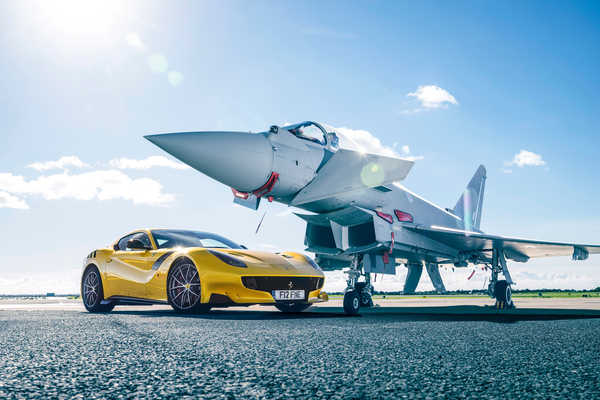 Poster Mobil Ferrari Fighter Airplane f12 TDF Yellow 1ZM