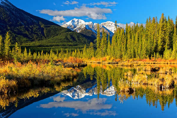 poster pemandangan alam gunung Canada Forests Mountains Lake Autumn Scenery 1Z