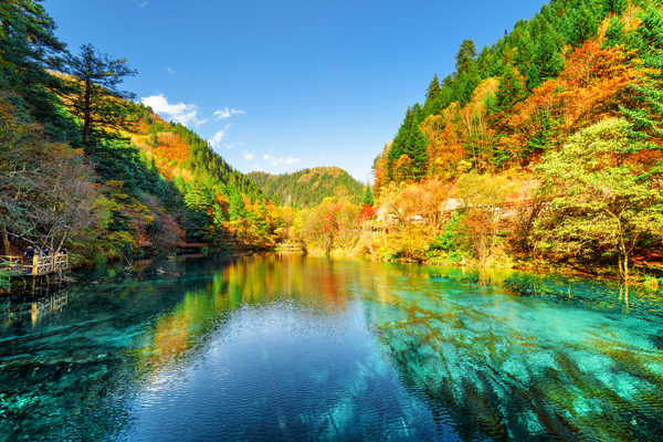 Poster Pemandangan Gunung Jiuzhaigou park China Parks Autumn Mountains 1Z 003