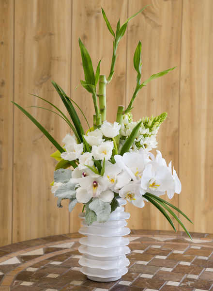Hiasan Dinding Anggrek Orchid Wood planks Vase White WPS