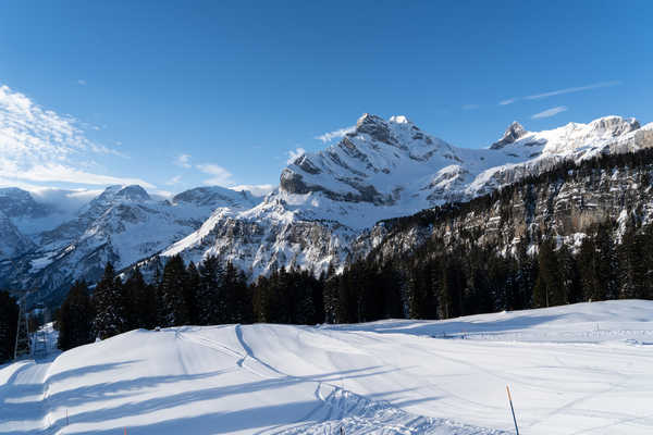 Poster Pemandangan Gunung Switzerland Mountains Winter Forests Braunwald 1Z