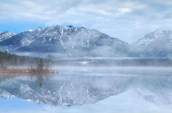 poster pemandangan alam gunung Germany Lake Mountains Bavaria Alps Fog 1Z