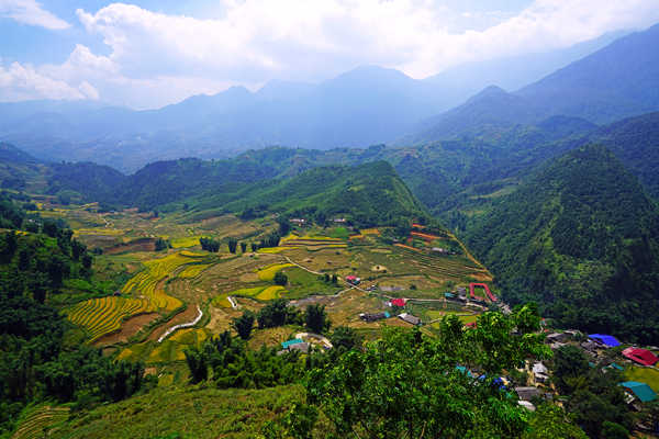 poster pemandangan alam gunung Vietnam Scenery Mountains Fields Houses Muong Hoa 1Z