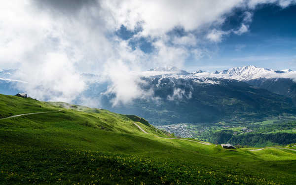 poster pemandangan alam gunung Mountains Grasslands Scenery 1Z