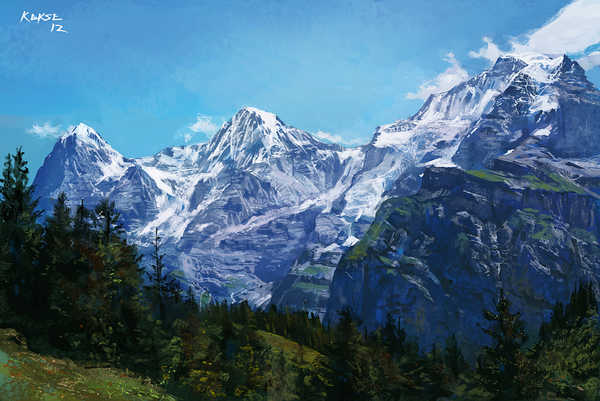 poster gunung Mountains Painting Art 1Z 001