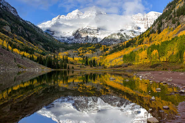 Poster Pemandangan Gunung Fall Lake Mountain Nature Reflection Earth Reflection5 APC