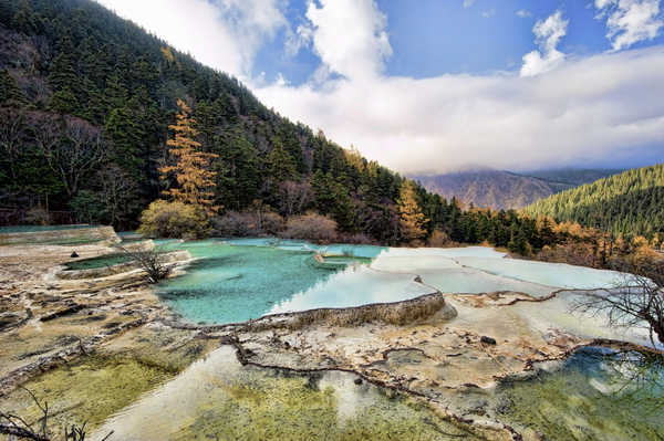 Poster Pemandangan Gunung China Mountains Autumn Forests Scenery Huanglong 1Z