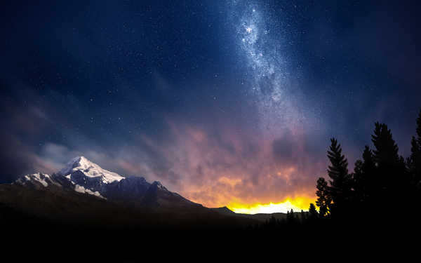 poster pemandangan alam gunung swis alps mountains milky way hd WPS