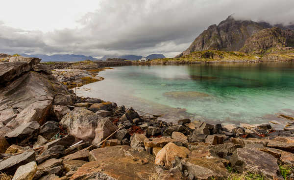 poster pemandangan alam gunung Norway Lofoten Mountains Stones Clouds 1Z 002