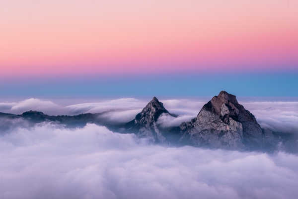 poster pemandangan alam gunung twin peaks mountains switzerland 5k WPS