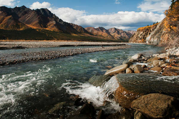 Poster Pemandangan Gunung Alaska Rivers Stones Mountains USA Denali National 1Z