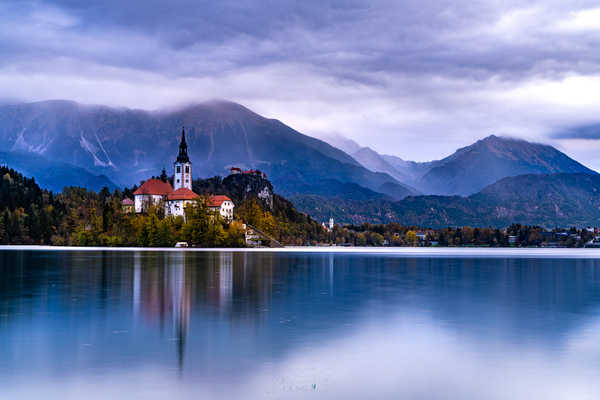 poster gunung Slovenia Lake Mountains Coast Houses Lake Bled 1Z