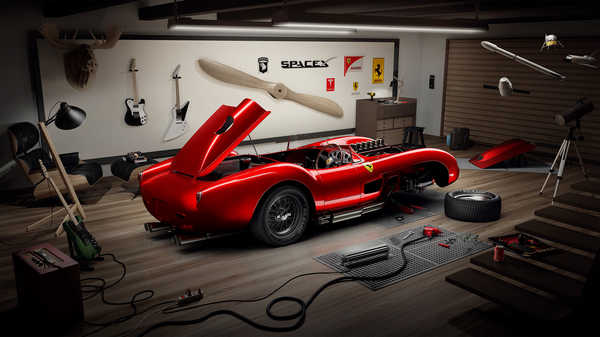 Poster Mobil ferrari 250 testa rossa garage guitars spacex hd 9458WPS