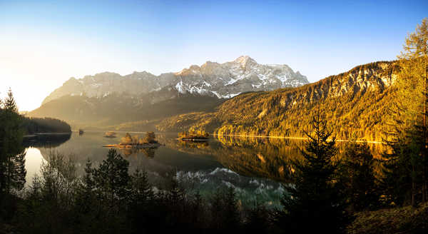 Poster Pemandangan Gunung Germany Mountains Forests Lake Eibsee Bavaria 1Z