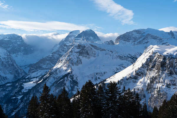 Poster Pemandangan Gunung Switzerland Mountains Winter Braunwald Snow 1Z