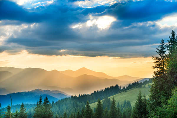 Poster Pemandangan Gunung Ukraine Mountains Forests Sky Carpathians Clouds 1Z