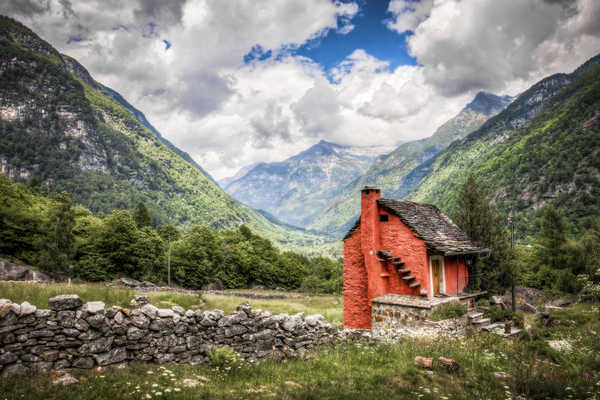 poster gunung Mountains Forests Stones Clouds Grass HDR 1Z