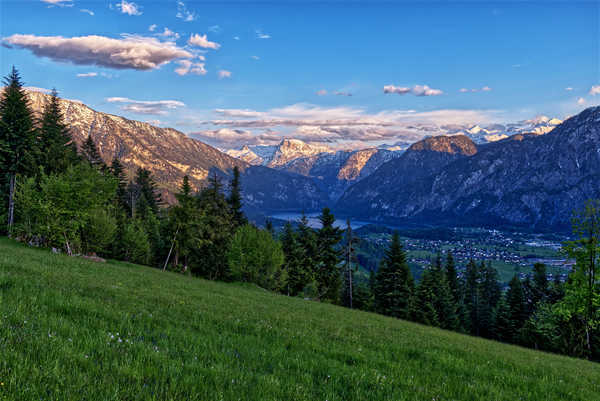 poster gunung Austria Mountains Riedln Bad Goisern Alps Grass 1Z