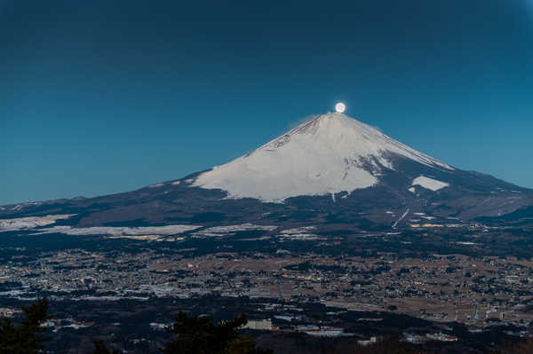 poster pemandangan alam gunung Mountains Mount Fuji Japan Volcano Moon 1Z